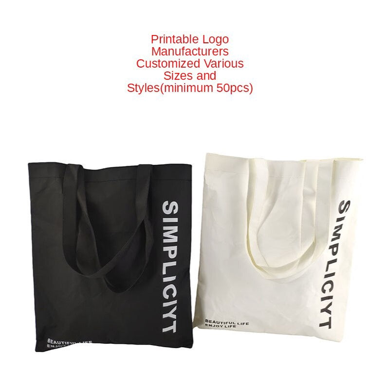 【Professional Customization】Custom DuPont Paper Bags Tyvek Shopping Bag Fashion Simple Women's Single Shoulder Bag Can Wash Kraft Paper Bags Printable Logo Manufacturers Customized Various Sizes and Styles(minimum 50pcs)