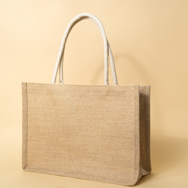 【Professional Customization】Factory Direct Supply Spot Blank Linen Tote Bag Jute Environmental Protection Shopping Linen Bag Film Waterproof HandbagPrintable Logo Manufacturers Customized Various Sizes and Styles(minimum 50pcs)