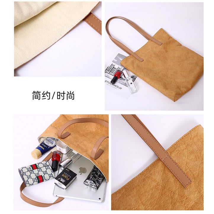 【Professional Customization】DuPont Paper Bag Image Customized Kraft Paper Bag Handbag One Shoulder Tear Resistant Waterproof Paper Bag Printable Logo Manufacturers Customized Various Sizes and Styles(minimum 50pcs)