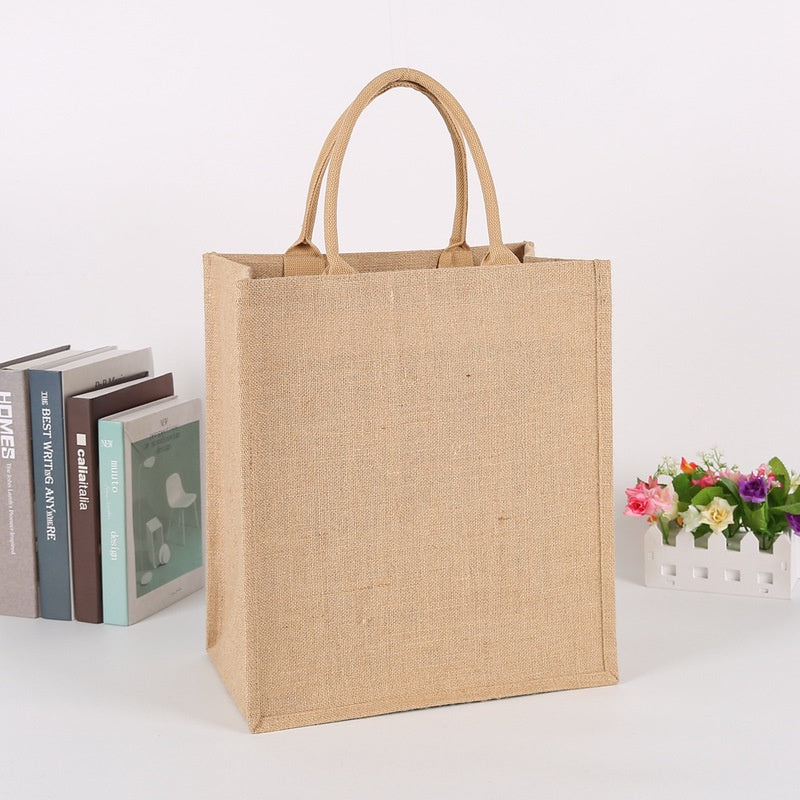 【Professional Customization】Yellow Linen Handbag Imitation Linen Bag High-density Coated Fabric Core Hand-held Printable Logo Manufacturers Customized Various Sizes and Styles(minimum 50pcs)