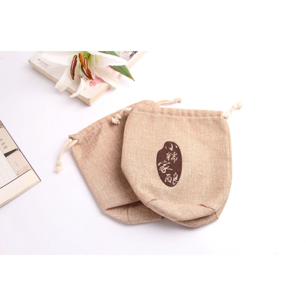 【Professional Customization】Custom Rope Bundle Linen Bag Round Bottom Wine Bag 5 Catty Rice Bag Grain Tea Bag Jewelry Miscellaneous Collection BagPrintable Logo Manufacturers Customized Various Sizes and Styles(minimum 50pcs)