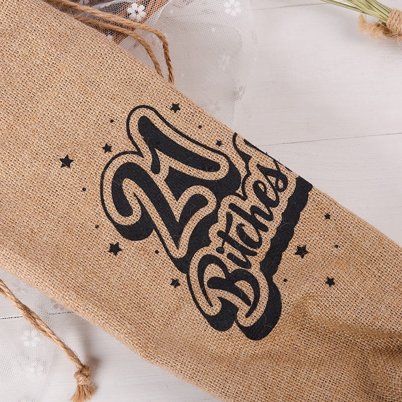 【Professional Customization】Linen Wine Bottle Cover Drawstring Bundle Mouth Red Wine Degradable Cloth Bag Printable Logo Manufacturers Customized Various Sizes and Styles(minimum 50pcs)