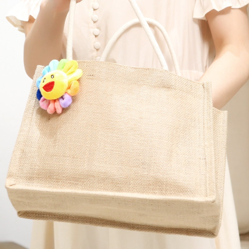 【Professional Customization】Spot Linen Handbag Personality Advertising Jute Bag Canvas Retro Cladding Linen BagPrintable Logo Manufacturers Customized Various Sizes and Styles(minimum 50pcs)