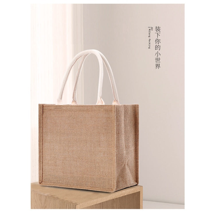 【Professional Customization】Customized Logo Gunny Bag Artistic Quality Jute Bag Portable Bag Shopping Bag No Print Same Gunny BagPrintable Logo Manufacturers Customized Various Sizes and Styles(minimum 50pcs)