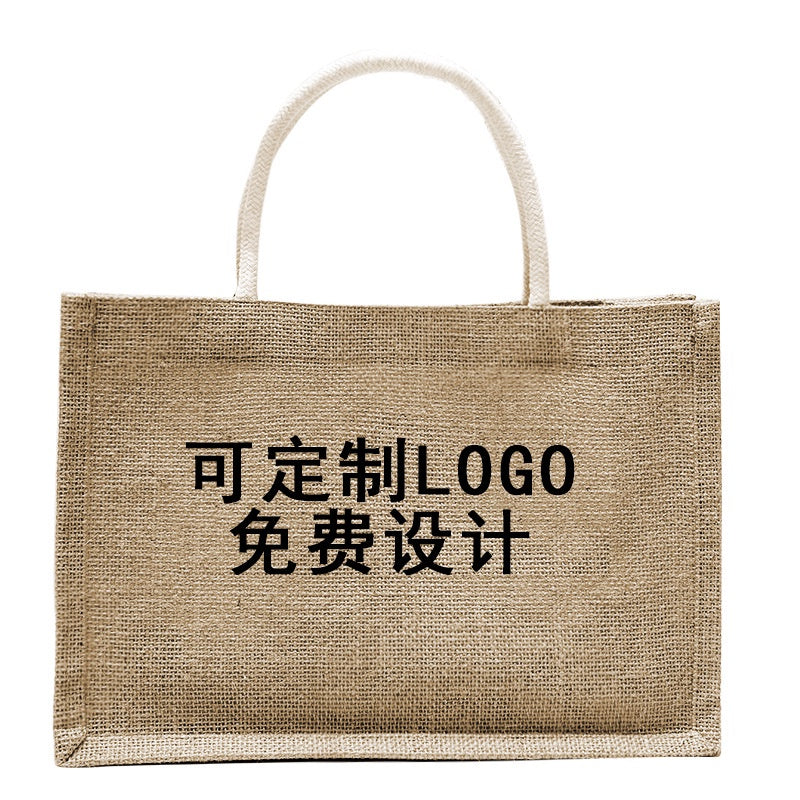 【Professional Customization】Spot Linen Handbag Personality Advertising Jute Bag Canvas Retro Cladding Linen BagPrintable Logo Manufacturers Customized Various Sizes and Styles(minimum 50pcs)