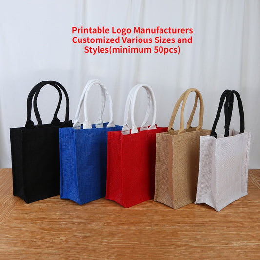 【Professional Customization】Cotton And Linen Environmental Protection Shopping Hand Bag Thick Durable Literary Canvas Practical Bag Linen Bag Printable Logo Manufacturers Customized Various Sizes and Styles(minimum 50pcs)